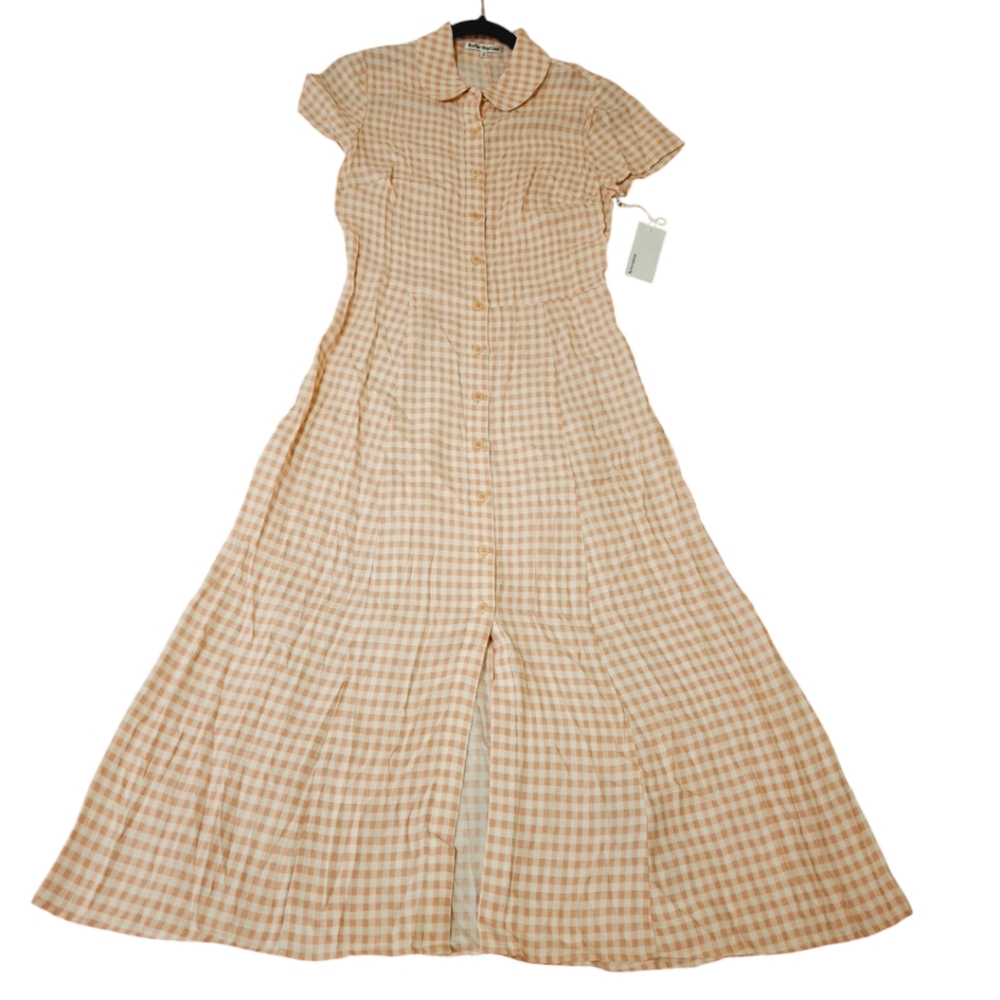 Reformation Wilma gingham dress in blush Pink size 4 NWT - Picture 5 of 10